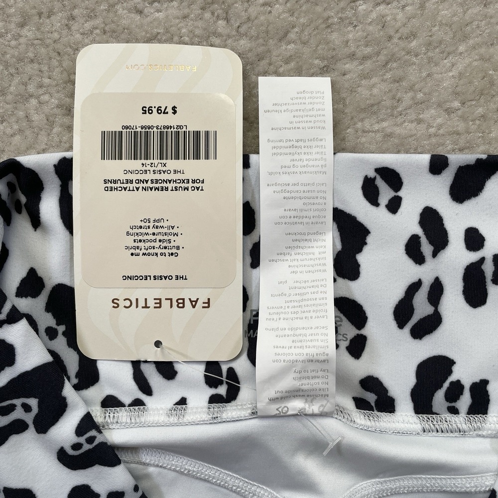 NWT Fabletics PureLuxe Oasis High Waist Leggings Womens XL (12-14) White Black - Picture 11 of 11